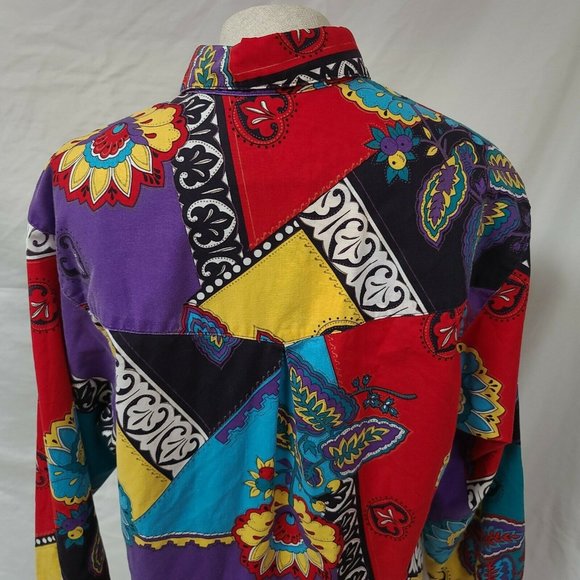 VTG FRONTIER SERIES Floral Western Colorful Shirt - Picture 8 of 12